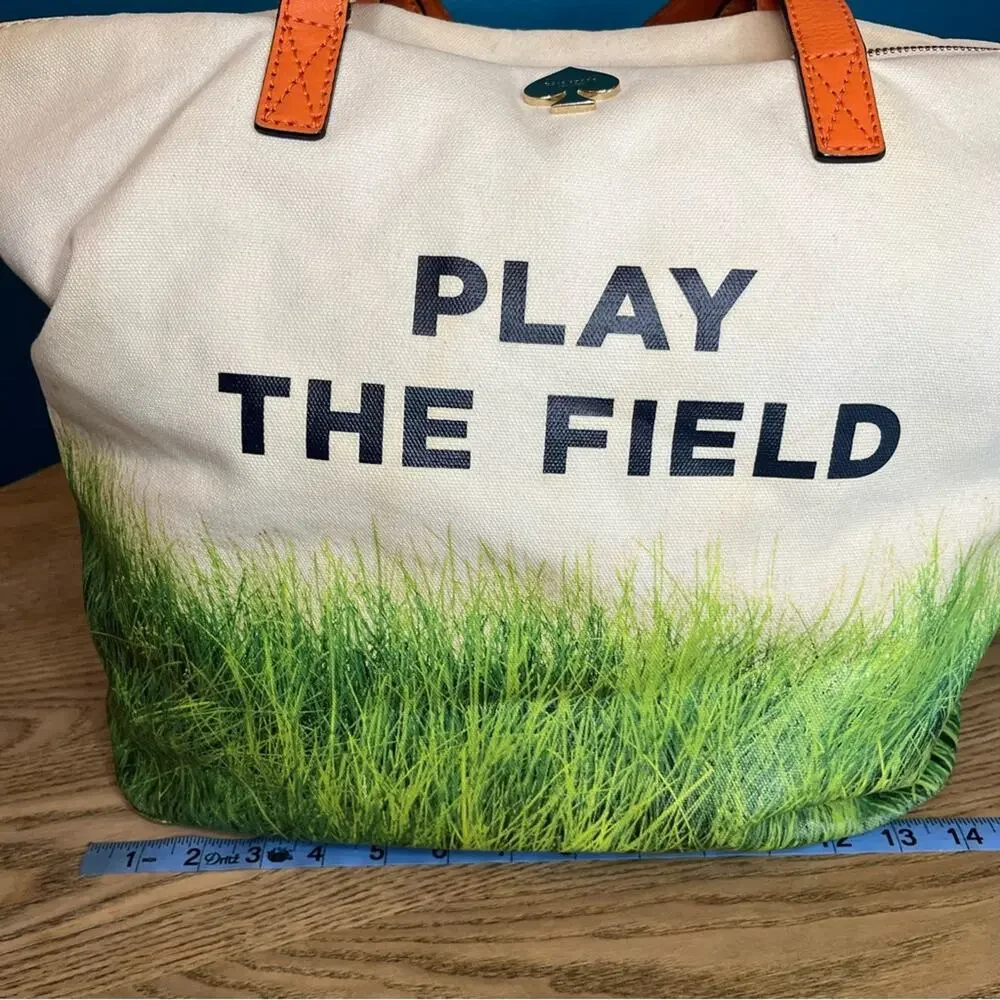 kate spade Play The Field Tote Large Shoulder Bag Green Orange